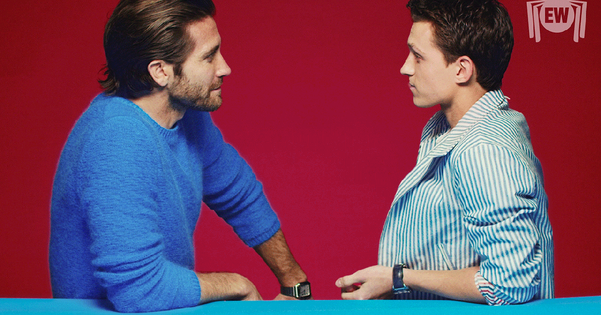 See all the adorable GIFs from EW’s cover shoot with Jake Gyllenhaal and Tom Holland