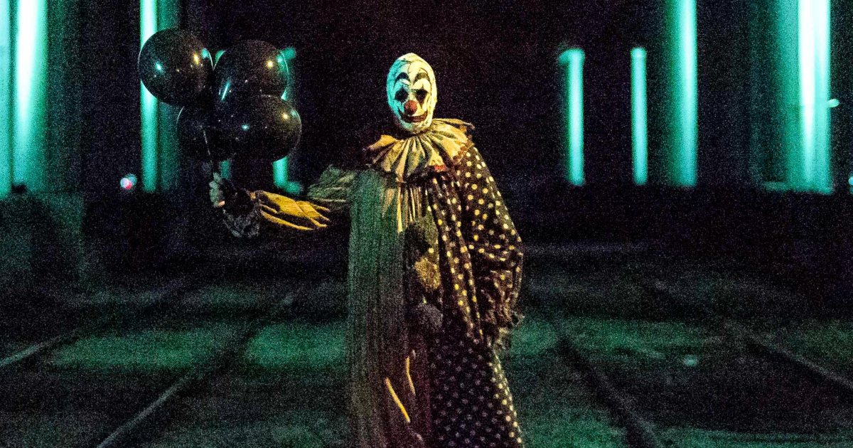 A creepy clown is on the loose in clip from horror-comedy Gags the Clown