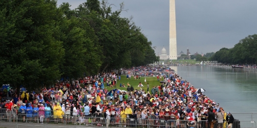 Trump supporters and protesters turned out in the pouring rain for the Fourth of July ‘Salute to America’ event