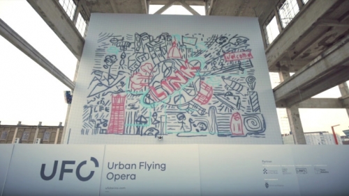 This drone swarm spray painted a jumbo-size graffiti mural