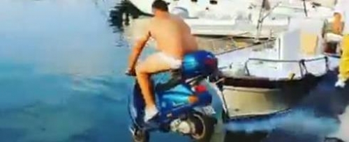 VIDEO: Balotelli bet sends moped into sea