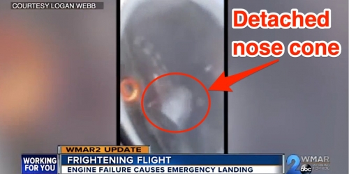 Video shows engine failure on a Delta flight which left a chunk of metal rattling around a jet turbine and forced an emergency landing
