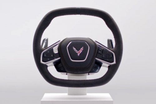 Behold, the mid-engine 2020 C8 Corvette’s steering wheel