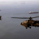 Apache helicopter gunships showed off their power cleaning up the Strait of Hormuz