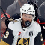 Golden Knights defenseman hospitalized after taking 87 mph shot to face in horrifying scene