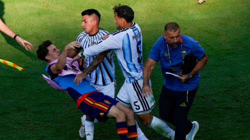 Spain World Cup celebrations marred by scuffles with Argentina
