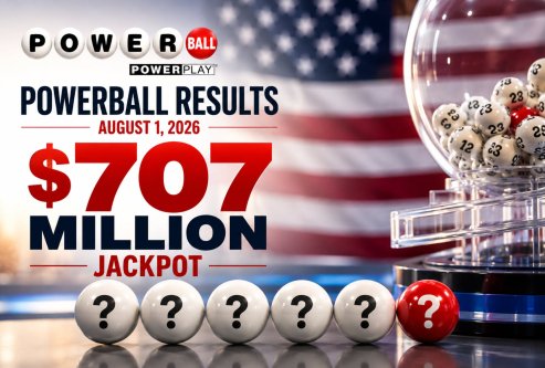 Powerball results for August 1, 2026: winning numbers drawn for $707 million jackpot