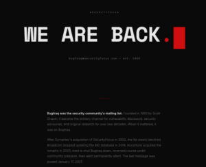 Bugtraq Is Back: The Original Full Disclosure Mailing List Is Live Again