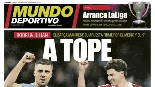 Rodri y Julián Álvarez, el arranque de LaLiga y Mbappé, protagonistas de las portadas deportivas