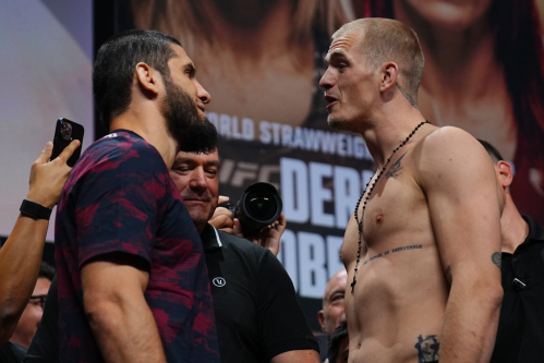 Ian Machado Garry tried to get in Islam Makhachev’s head in final UFC 330 face-off as one angle shows