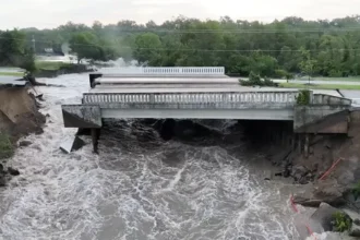 Severe Flooding in Indiana Collapses Bridge, Washes Out Roads