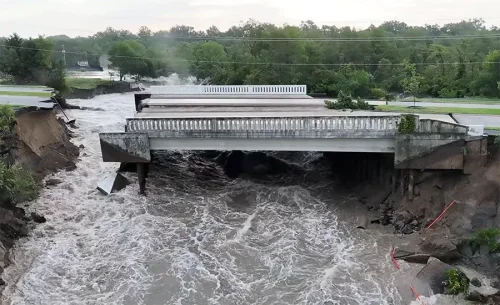 Severe Flooding in Indiana Collapses Bridge, Washes Out Roads