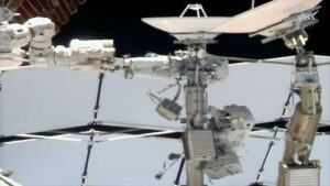 NASA astronaut and 1st female French spacewalker remove failed ISS antenna but run out of time for replacement