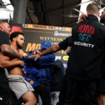 Moses Itauma gets slapped for pushing his world title fight opponent off stage during final face-off