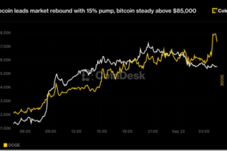 Dogecoin leads market rebound with 15% pump, bitcoin steady above $85,000